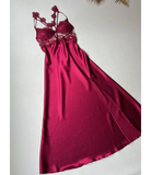 LONG SLIT SILK NIGHTY SET 5 PCS 😍😍